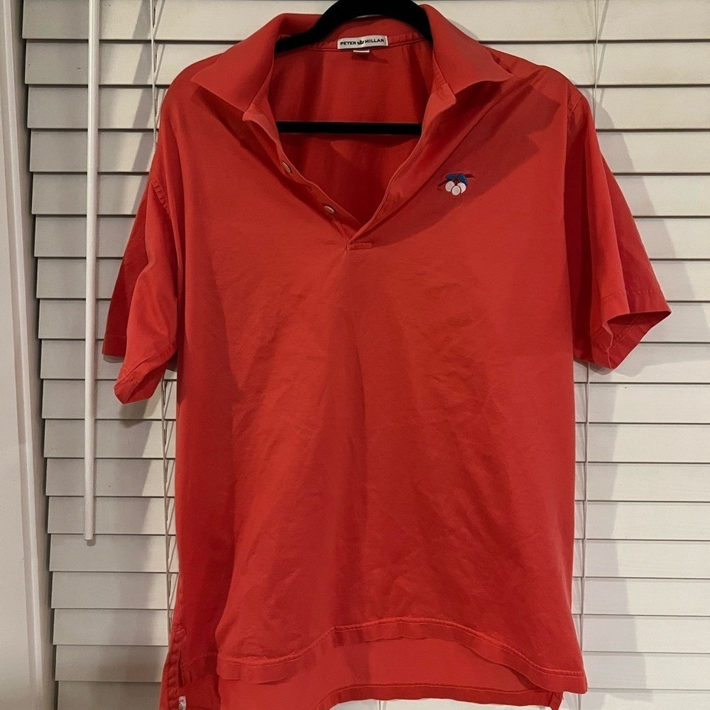 Peter Millar Mens Red Short Sleeve Embroidered Cherry Creek Polo Shirt Size M